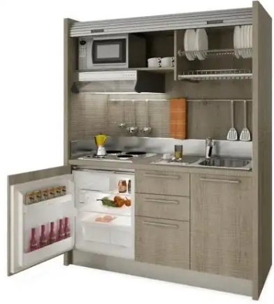 Compact Style 5' Modern Kitchenette With Roll Over Enclosure #2003