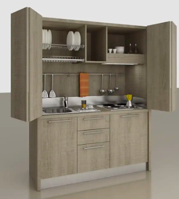 Compact Style 5' Modern Kitchenette With Bifold Over Enclosure 2004