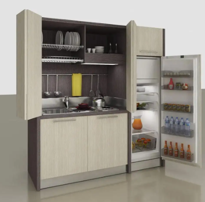 Compact Style 6' Modern Kitchenette With Bifold Enclosure #2006