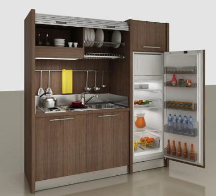 Compact Style 6' Modern Kitchenette With Roll Over Enclosure #2007