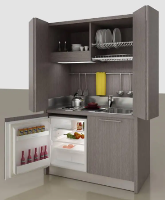 Compact Style 4' Modern Kitchenette With Bifold Enclosure #2008
