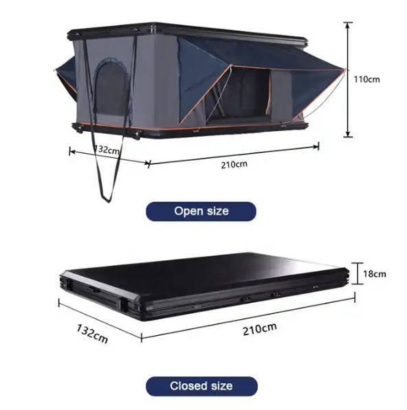 Factory Made High Quality Foldable, Camper, SUV Car Roof Top Tent Aluminum Roof Tent Hard Shell Car Roof Tent Rooftop Camping Wind Resistant #2033
