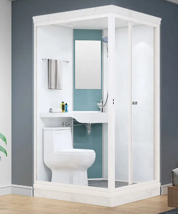Nice Prefabricated Luxury Portable Simple Design Square Corner Integrated Shower Unit Modular Prefab Bathroom Pod Kit With Toilet #2020